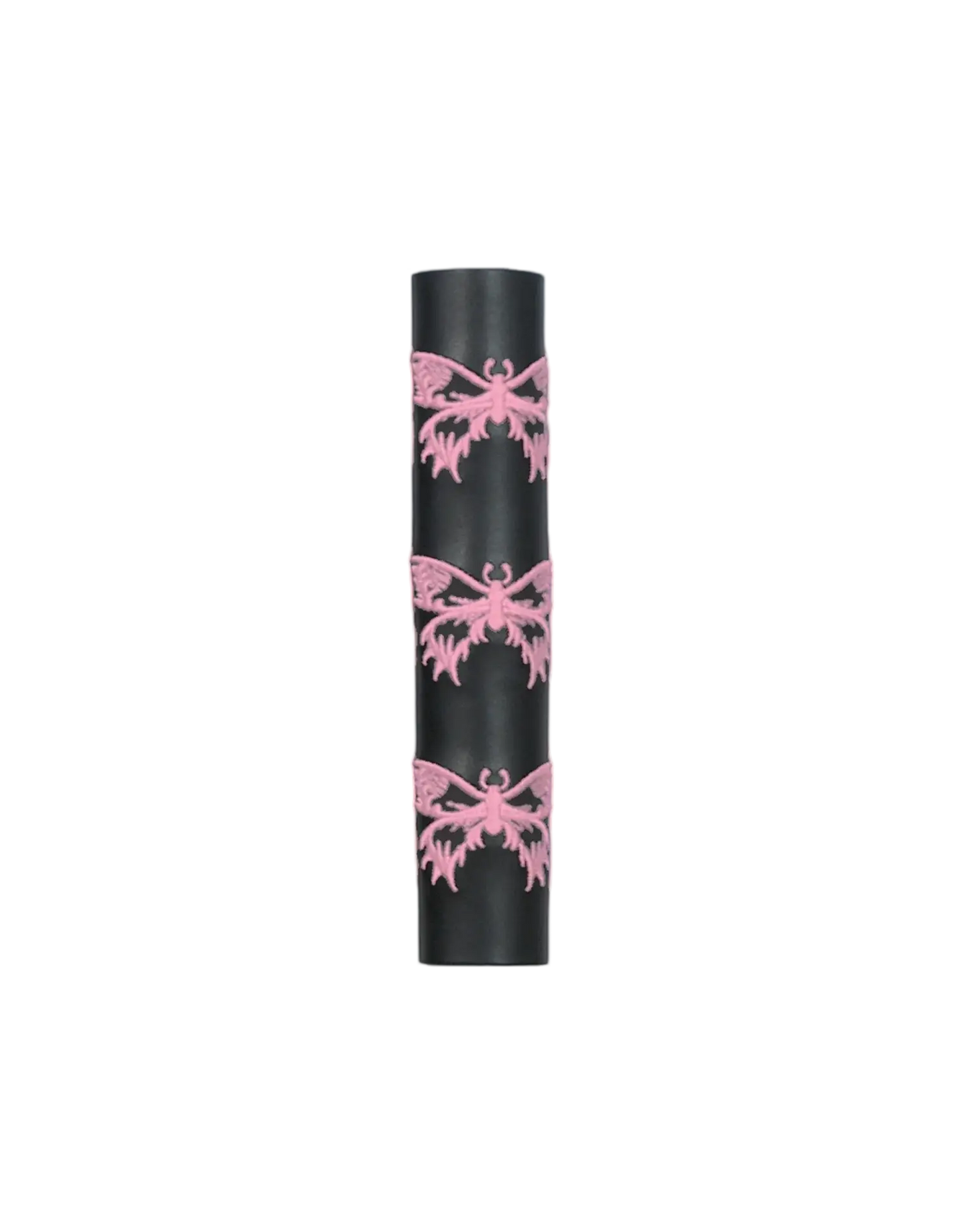 Black Leather Ponytail Wrap with Pink Butterflies - Unik Just for Bikers - Flyclothing LLC