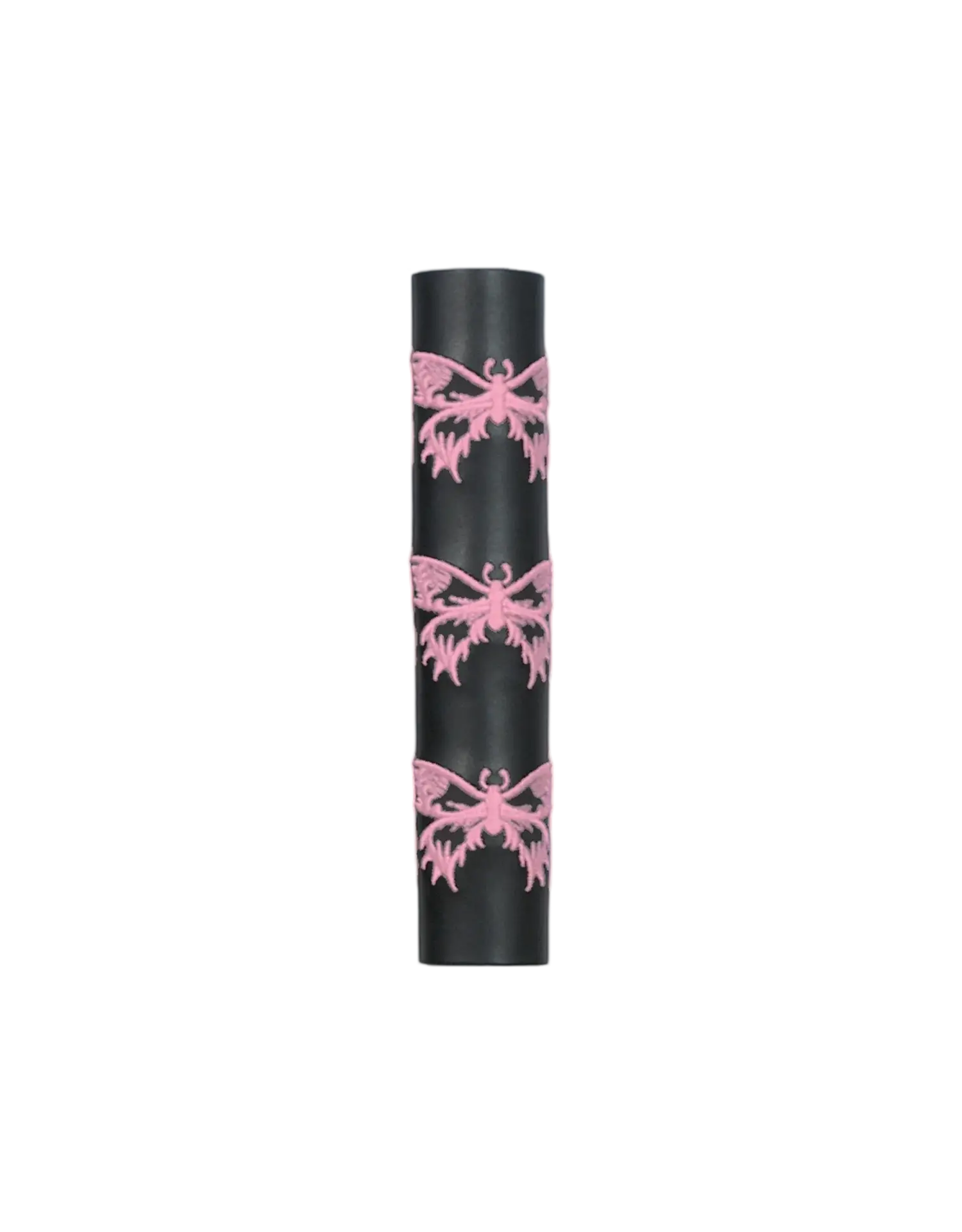 Black Leather Ponytail Wrap with Pink Butterflies - Unik Just for Bikers - Flyclothing LLC