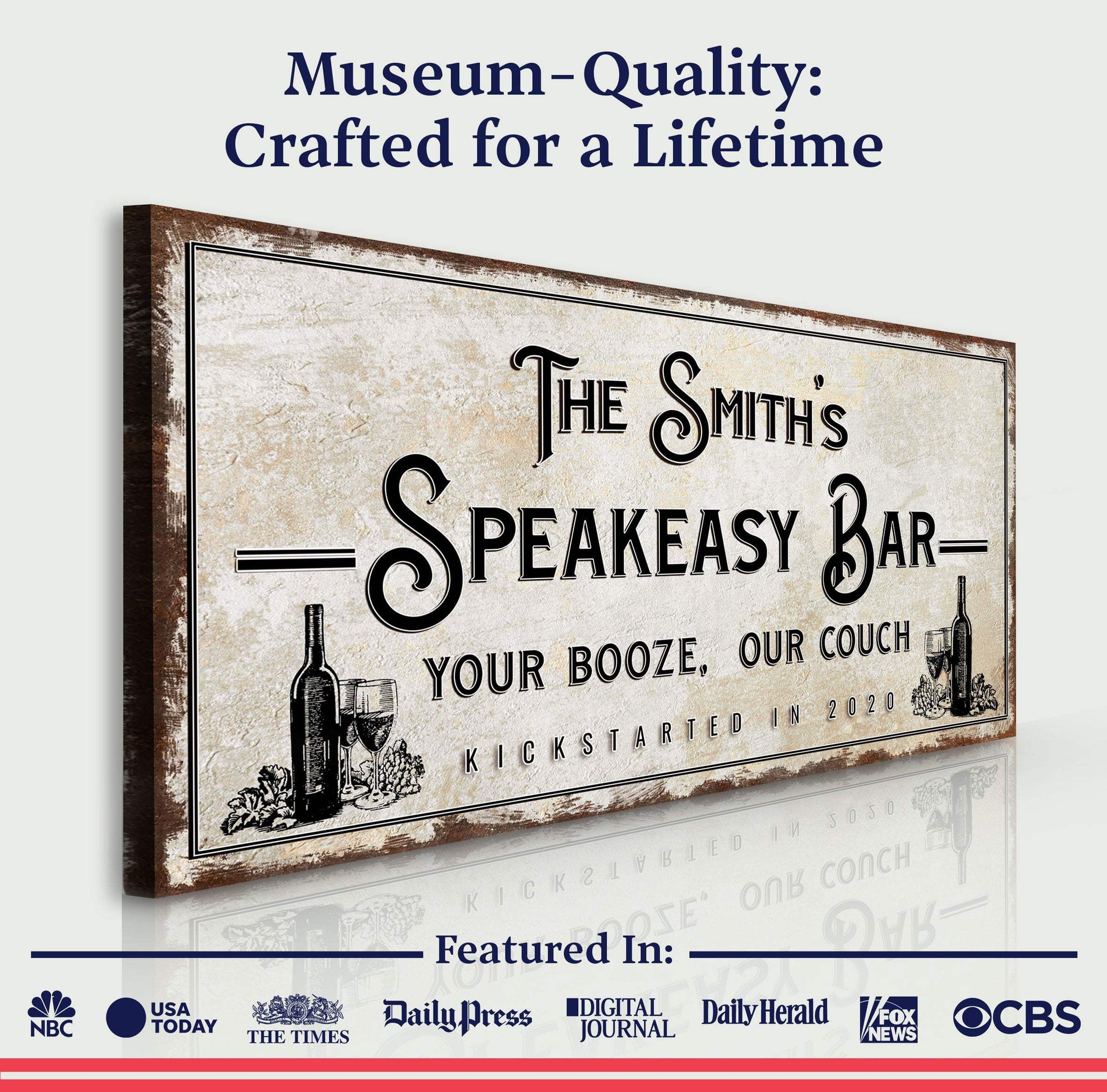 Speakeasy Your Booze Our Couch Bar Sign - Tailored Canvases - Flyclothing LLC