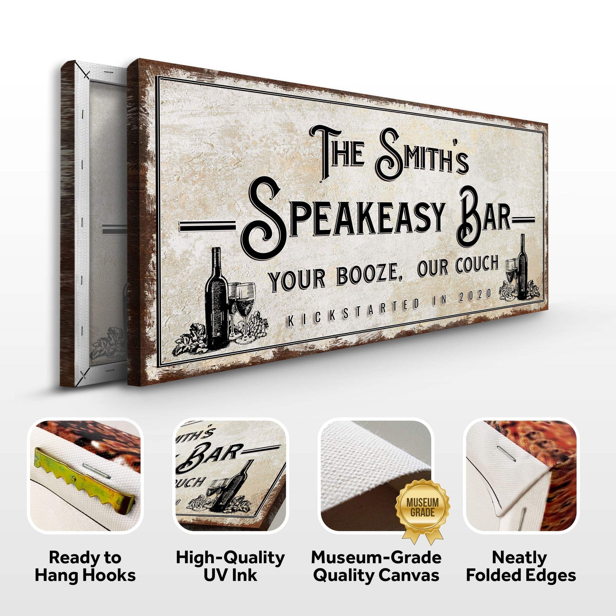 Speakeasy Your Booze Our Couch Bar Sign - Tailored Canvases - Flyclothing LLC