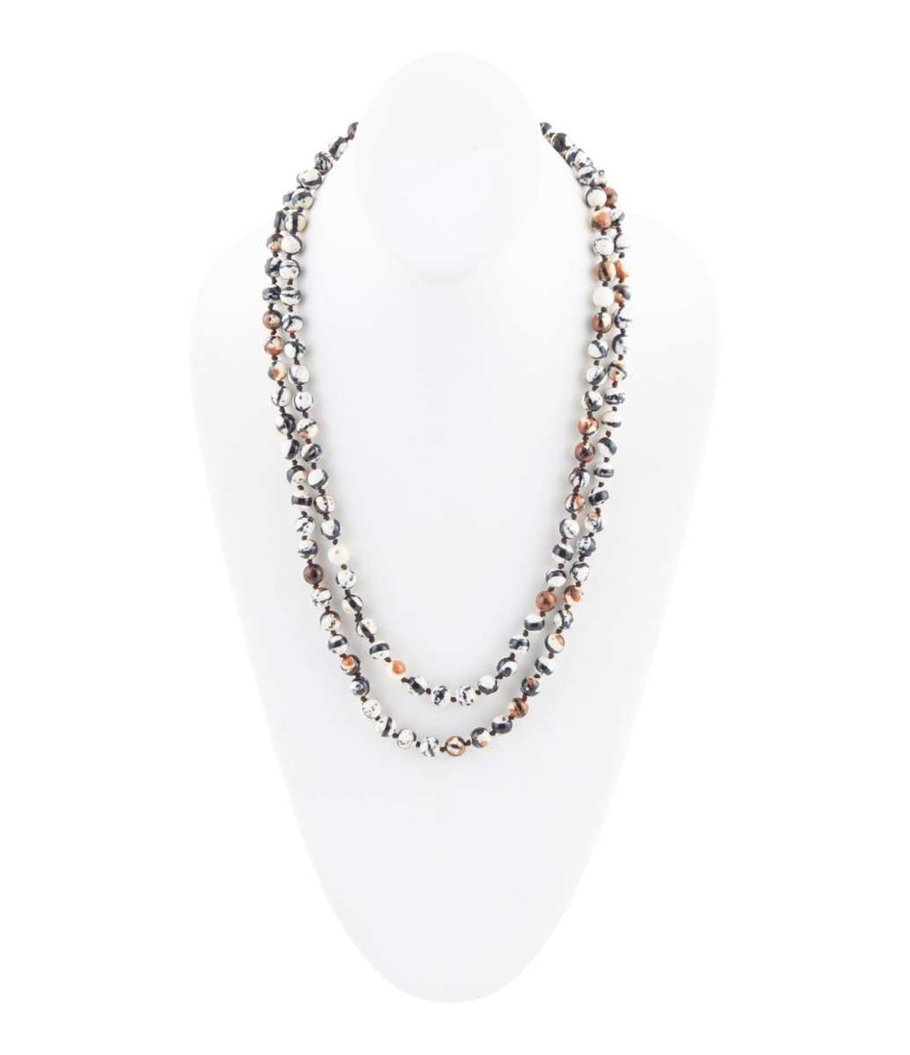 Immeasurable Jasper Black and White Wrap Necklace - Barse Jewelry - Flyclothing LLC