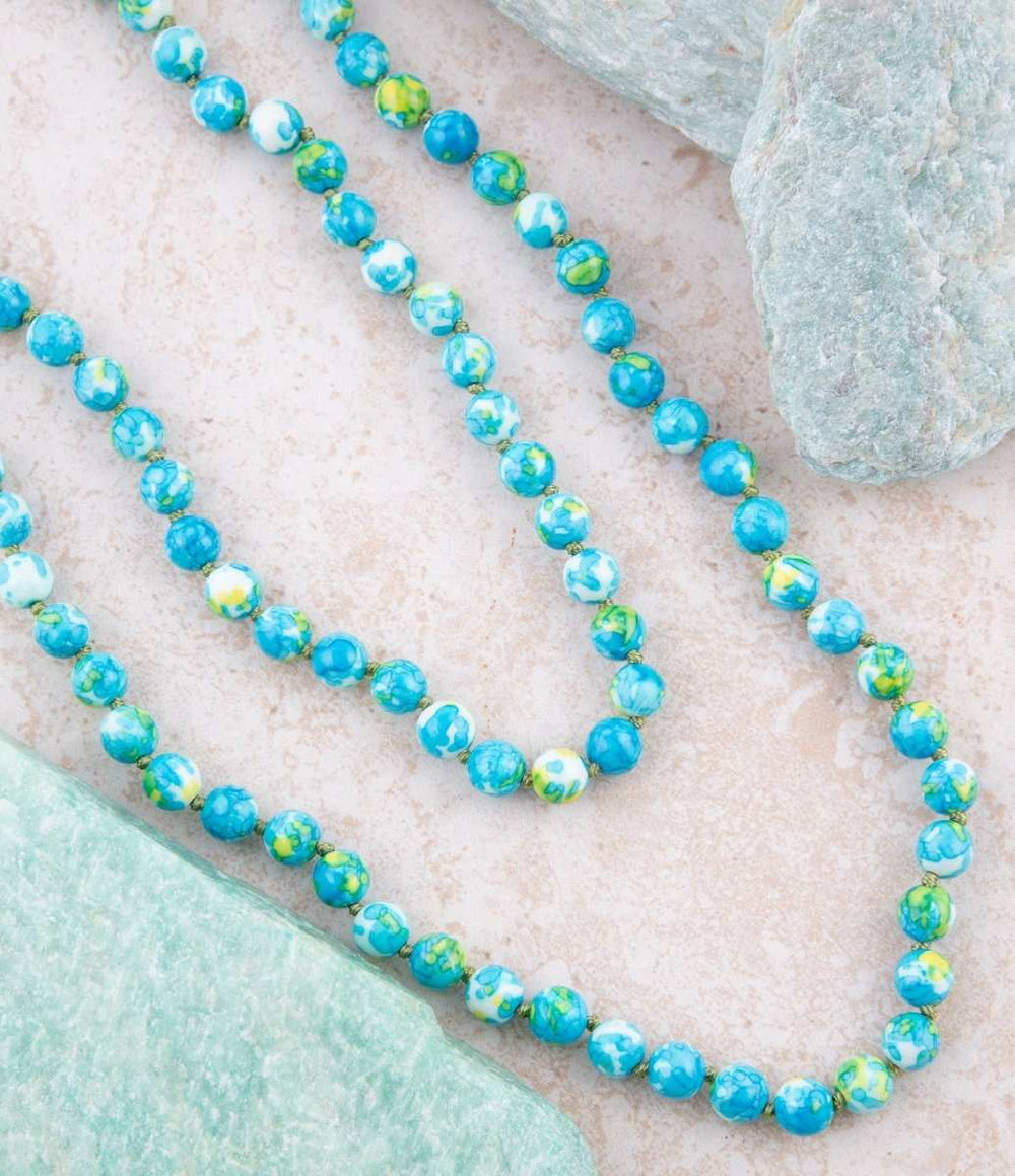 Immeasurable Ocean jade Blue Knotted Necklace - Barse Jewelry - Flyclothing LLC