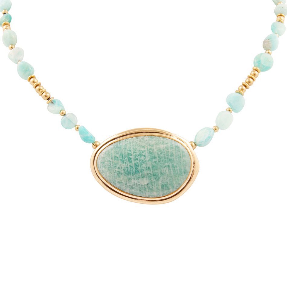 Impressions of Blue Amazonite Freeform Necklace - Barse Jewelry