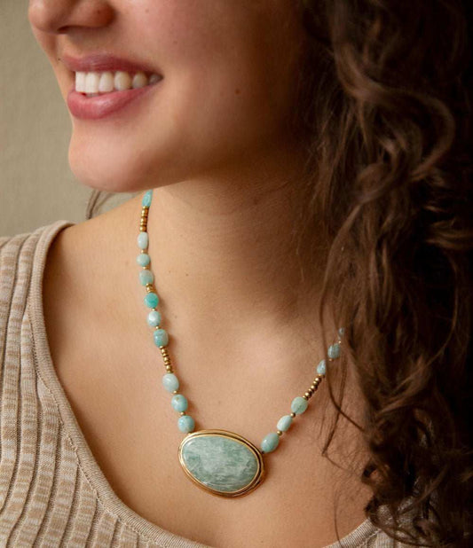 Impressions of Blue Amazonite Freeform Necklace - Barse Jewelry - Flyclothing LLC