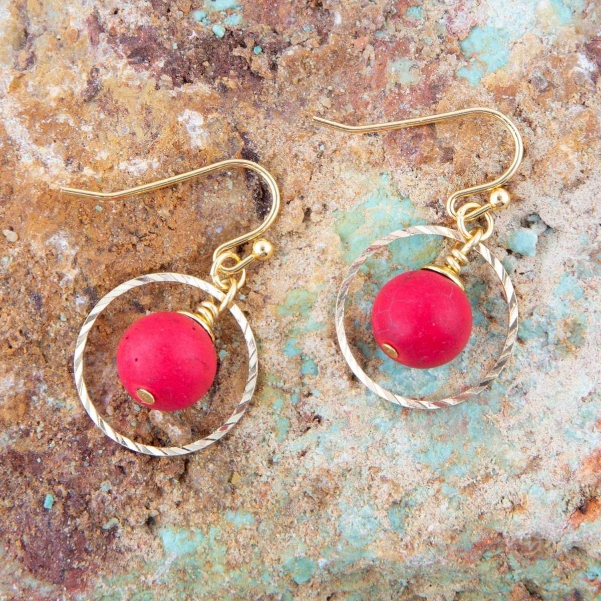 In The Loop Red Magnesite Earrings - Barse Jewelry - Flyclothing LLC