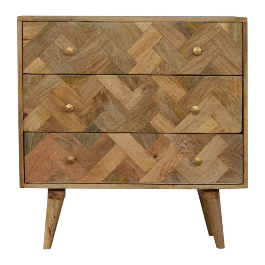 3 Drawer Zig-Zag Patterned Patchwork Chest - Artisan Furniture