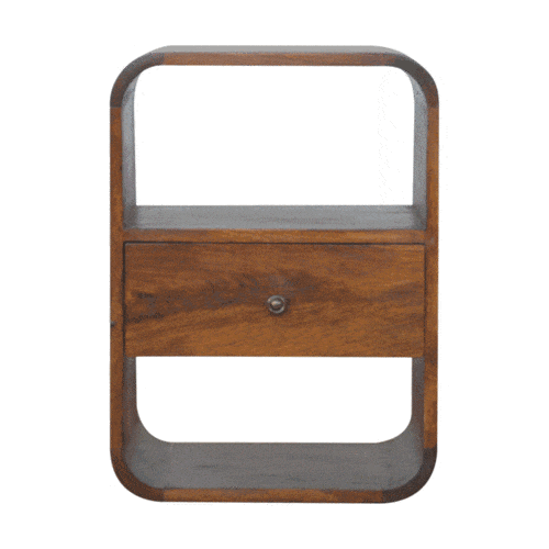Chestnut Curved Edge Bedside - Artisan Furniture - Flyclothing LLC