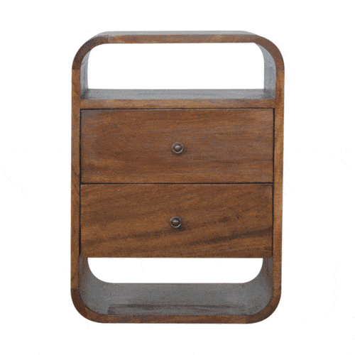 Artisan Chestnut Curve 2 Drawer Nightsand - Artisan Furniture