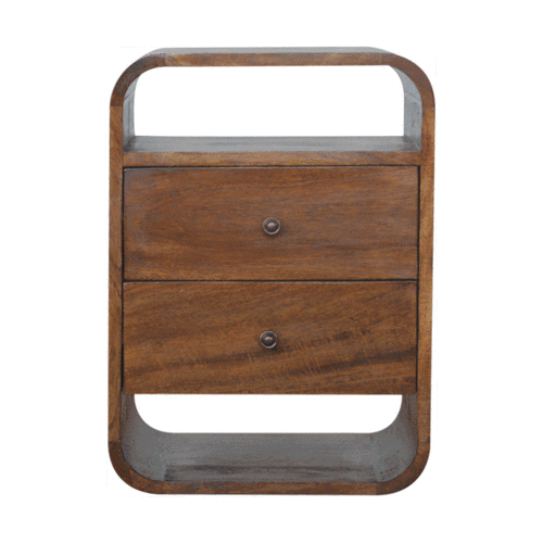 Artisan Chestnut Curve 2 Drawer Nightsand - Artisan Furniture - Flyclothing LLC