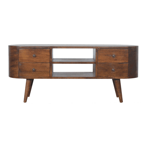 Chestnut Rounded Entertainment Unit - Artisan Furniture - Flyclothing LLC