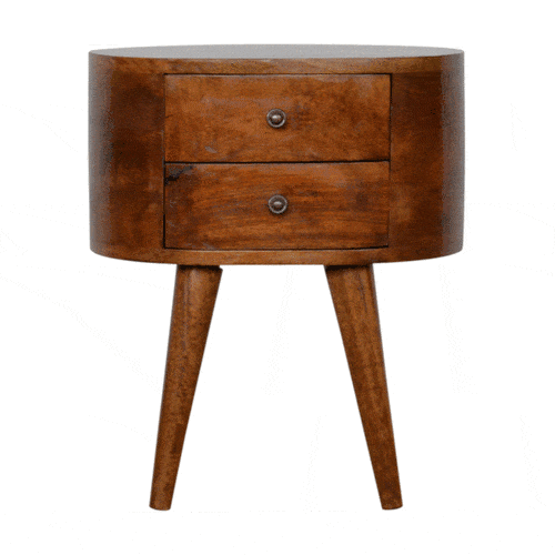 Chestnut Rounded Bedside Table - Artisan Furniture - Flyclothing LLC