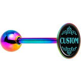 Custom Teal Personalized Name Rainbow Barbell Tongue Ring - BodyCandy - Flyclothing LLC