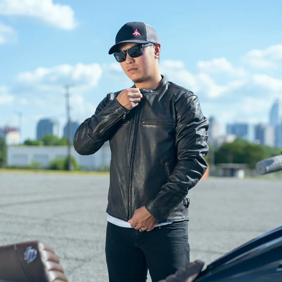 Indy Men's Motorcycle Leather Jacket - First Manufacturing Company - Flyclothing LLC