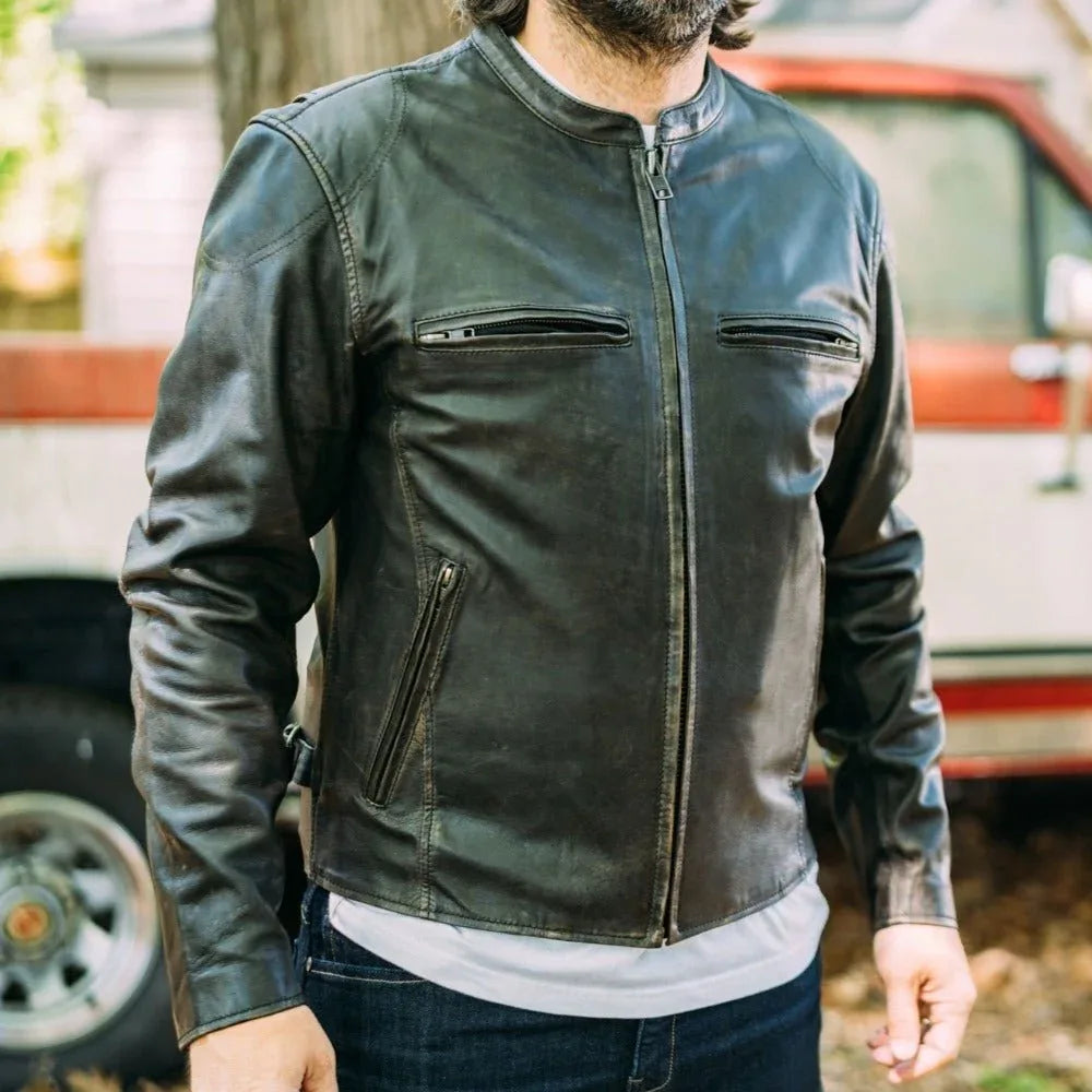 Indy Men's Motorcycle Leather Jacket - First Manufacturing Company - Flyclothing LLC