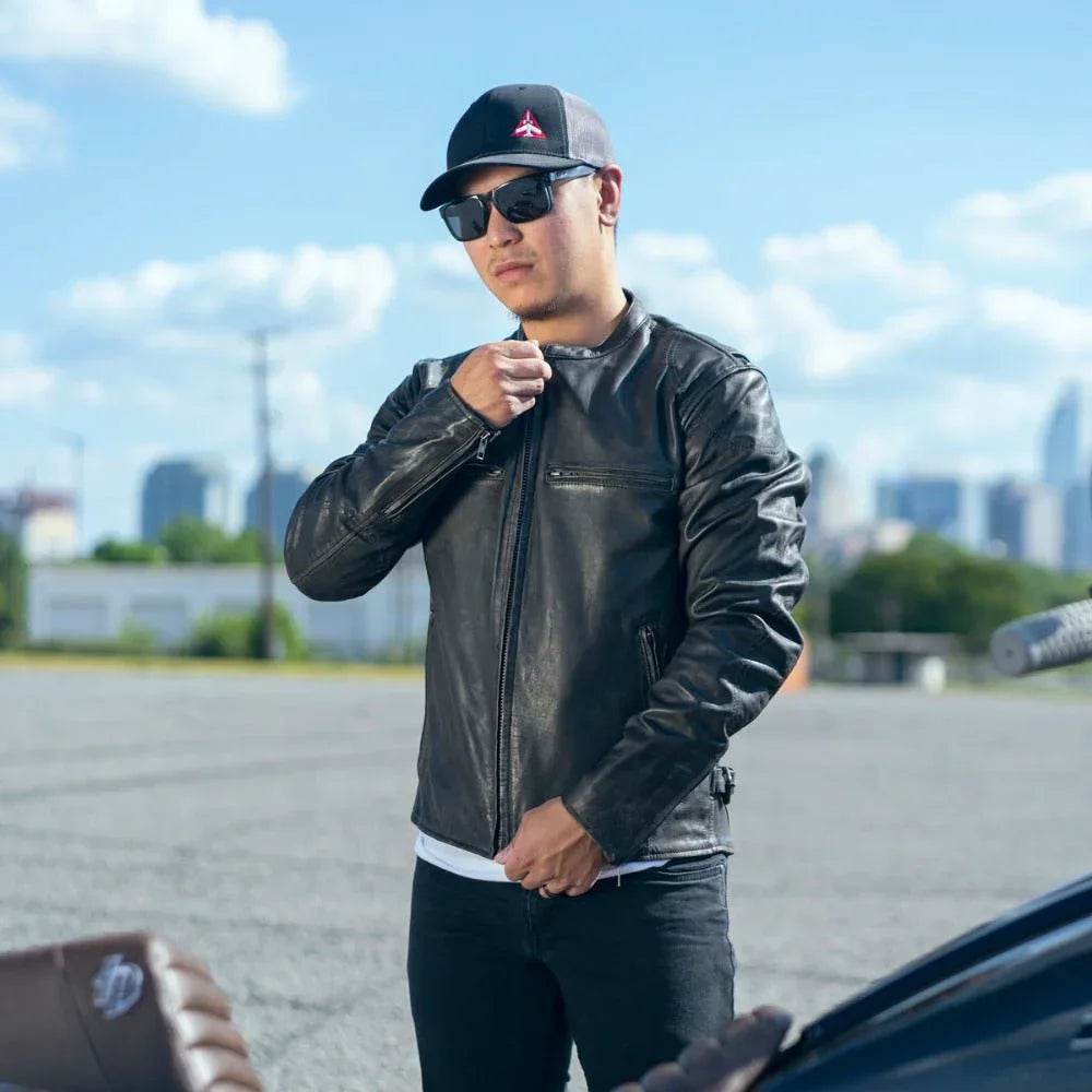 Indy Men's Motorcycle Leather Jacket - First Manufacturing Company - Flyclothing LLC
