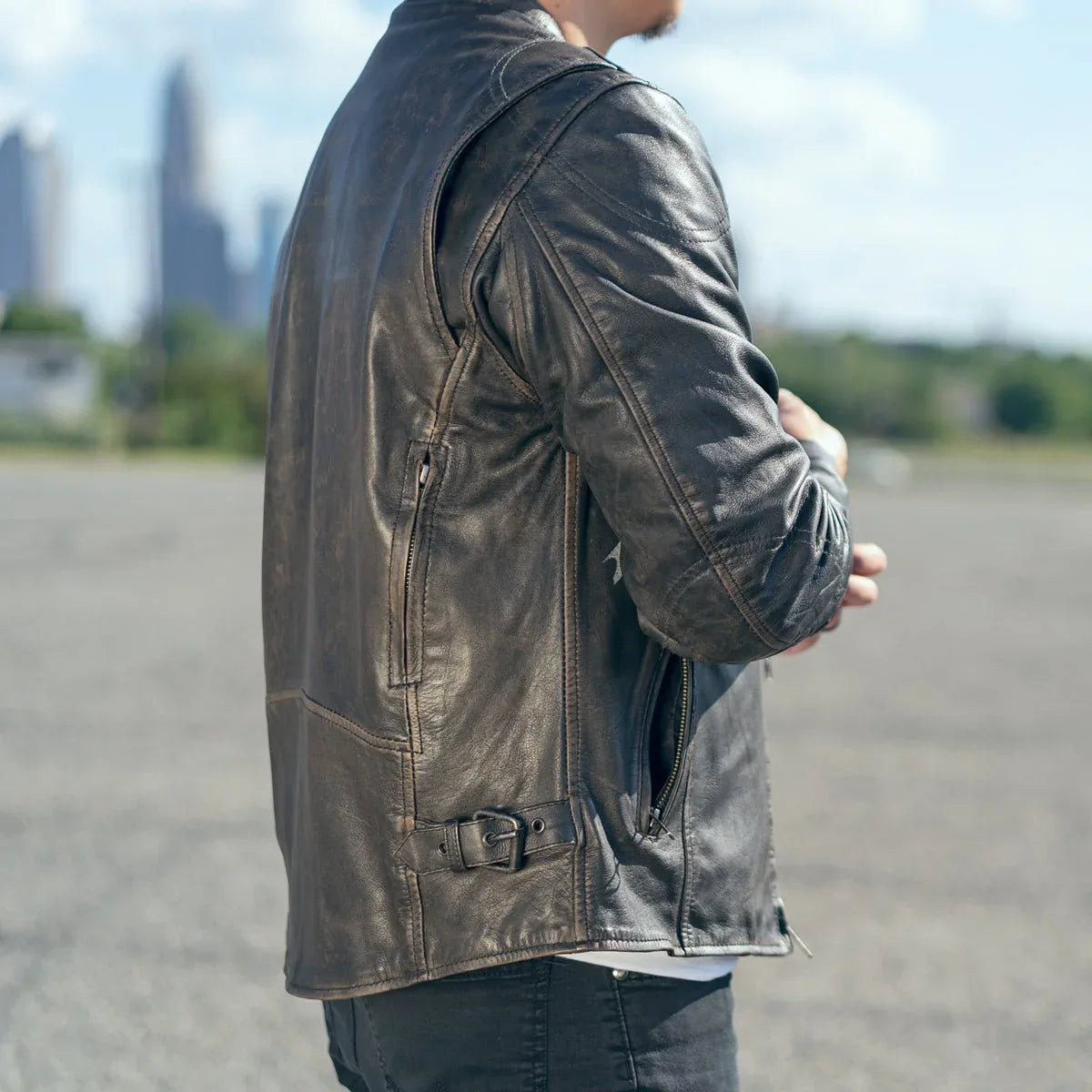 Indy Men's Motorcycle Leather Jacket - First Manufacturing Company - Flyclothing LLC