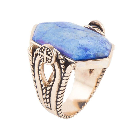 Ingrained Blue Lapis Statement Ring - Barse Jewelry - Flyclothing LLC