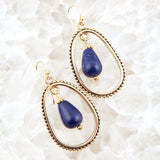 Inline Blue Lapis Drop Golden Earrings - Barse Jewelry - Flyclothing LLC