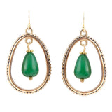 Inline Green Onyx Golden Drop Earrings - Barse Jewelry