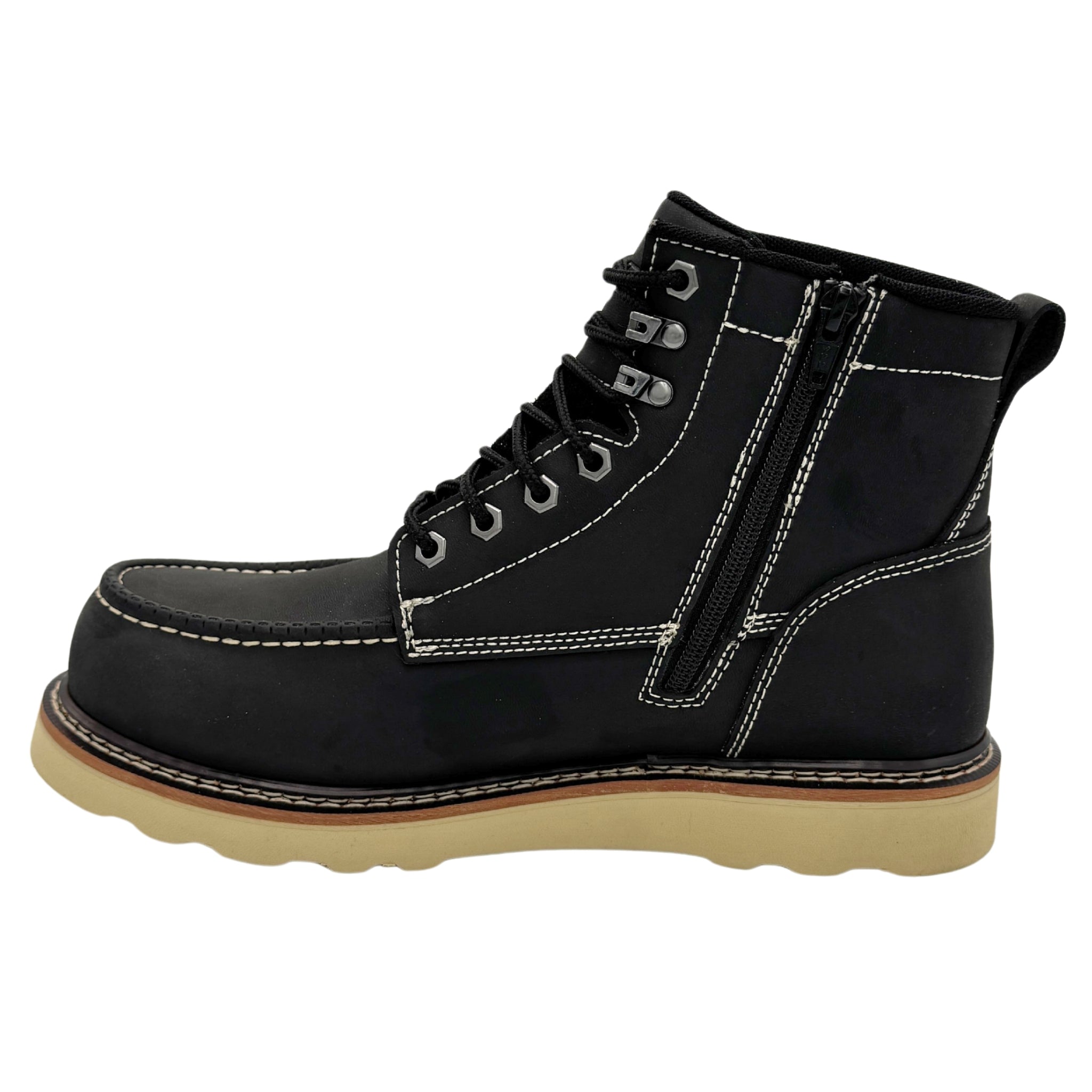 Speedster: Men's 6" Moc Toe: Black Leather - [Composite Toe | Waterproof | Puncture-Resistant | EH | Slip-Resistant] 9264 - AdTec - Flyclothing LLC