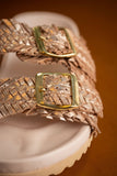 Intertwine Dual Woven Strap Slide in Champagne - Naughty Monkey