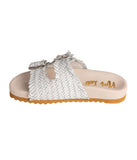 Intertwine Dual Woven Strap Slide in White - Naughty Monkey