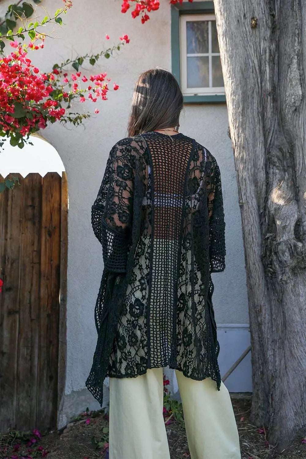 Open Front Floral Knit Kimono – Casual Elegance - Boho Clothing and Accessories - Flyclothing LLC