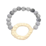 Irregular Charm Semi Precious Stone Beaded Stretch Bracelet - Madeline Love - Flyclothing LLC