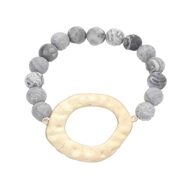 Irregular Charm Semi Precious Stone Beaded Stretch Bracelet - Madeline Love - Flyclothing LLC