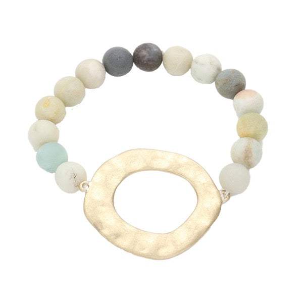 Irregular Charm Semi Precious Stone Beaded Stretch Bracelet - Madeline Love - Flyclothing LLC