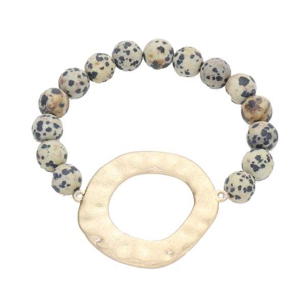 Irregular Charm Semi Precious Stone Beaded Stretch Bracelet - Madeline Love - Flyclothing LLC