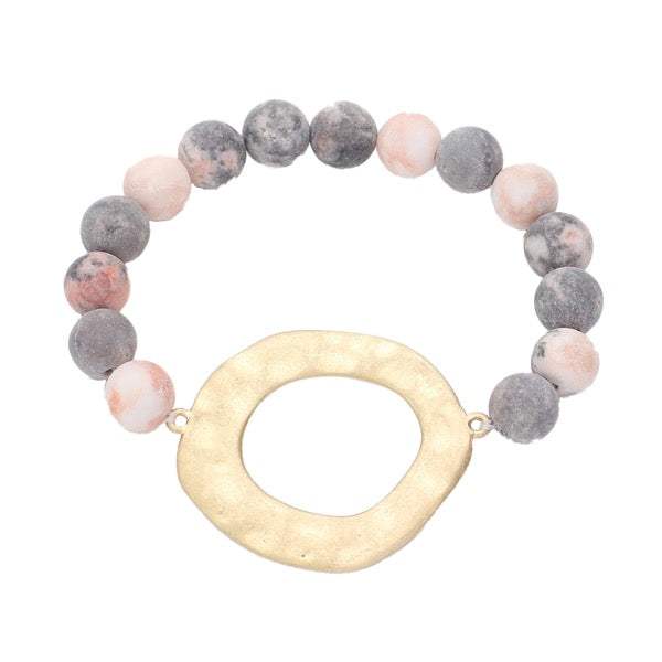 Irregular Charm Semi Precious Stone Beaded Stretch Bracelet - Madeline Love - Flyclothing LLC