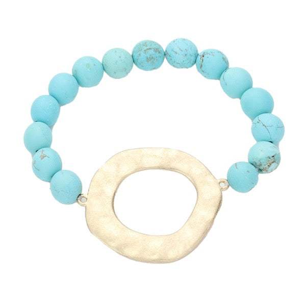 Irregular Charm Semi Precious Stone Beaded Stretch Bracelet - Madeline Love - Flyclothing LLC
