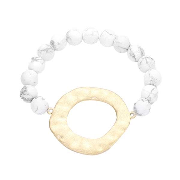 Irregular Charm Semi Precious Stone Beaded Stretch Bracelet - Madeline Love - Flyclothing LLC