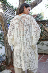 Open Front Floral Knit Kimono – Casual Elegance - Boho Clothing and Accessories - Flyclothing LLC