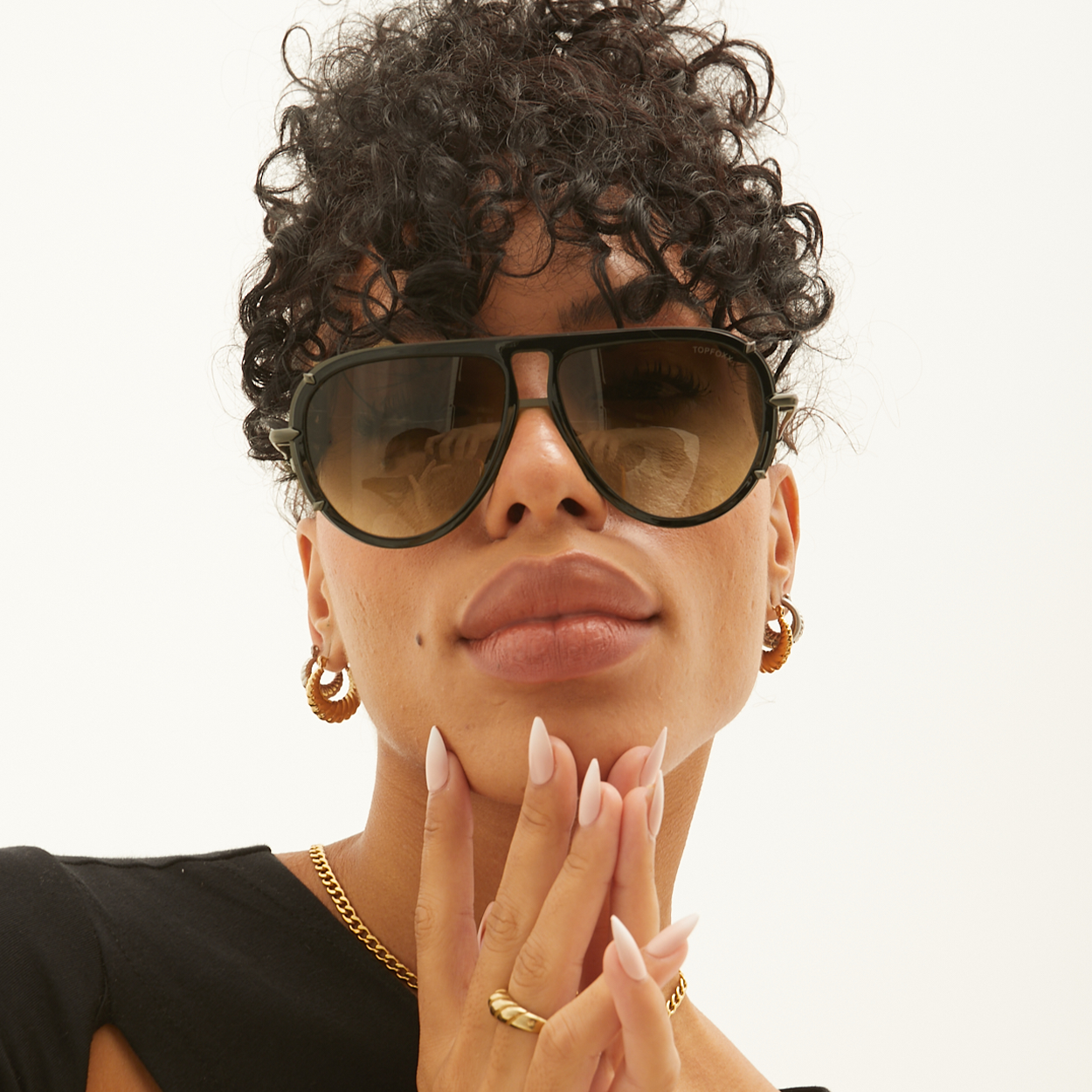 Ivy Luxe - Olive Tangle-Free Round Aviator Sunglasses - TopFoxx - Flyclothing LLC