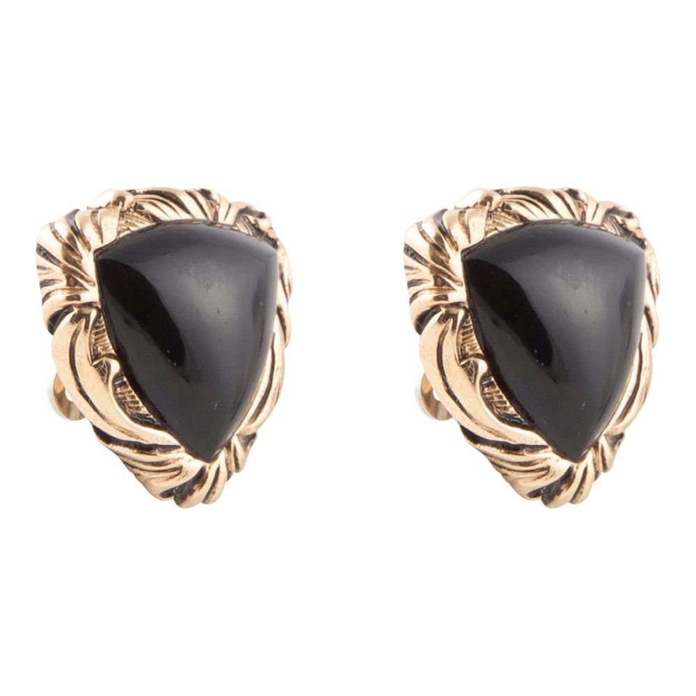 Jacquard Black Onyx Golden Earrings - Barse Jewelry - Flyclothing LLC
