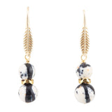 Agate Black and White Neutrals Golden Drop Earrings - Barse Jewelry
