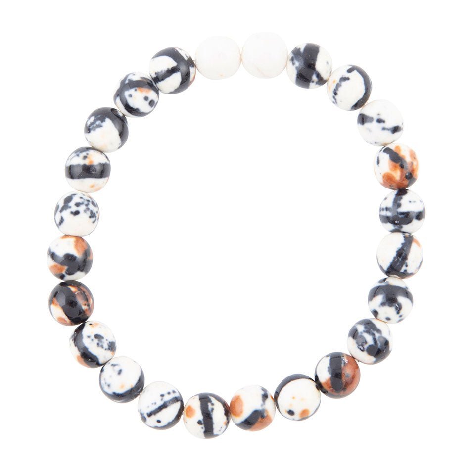 Agate Black and White Stretch Bracelet - Barse Jewelry