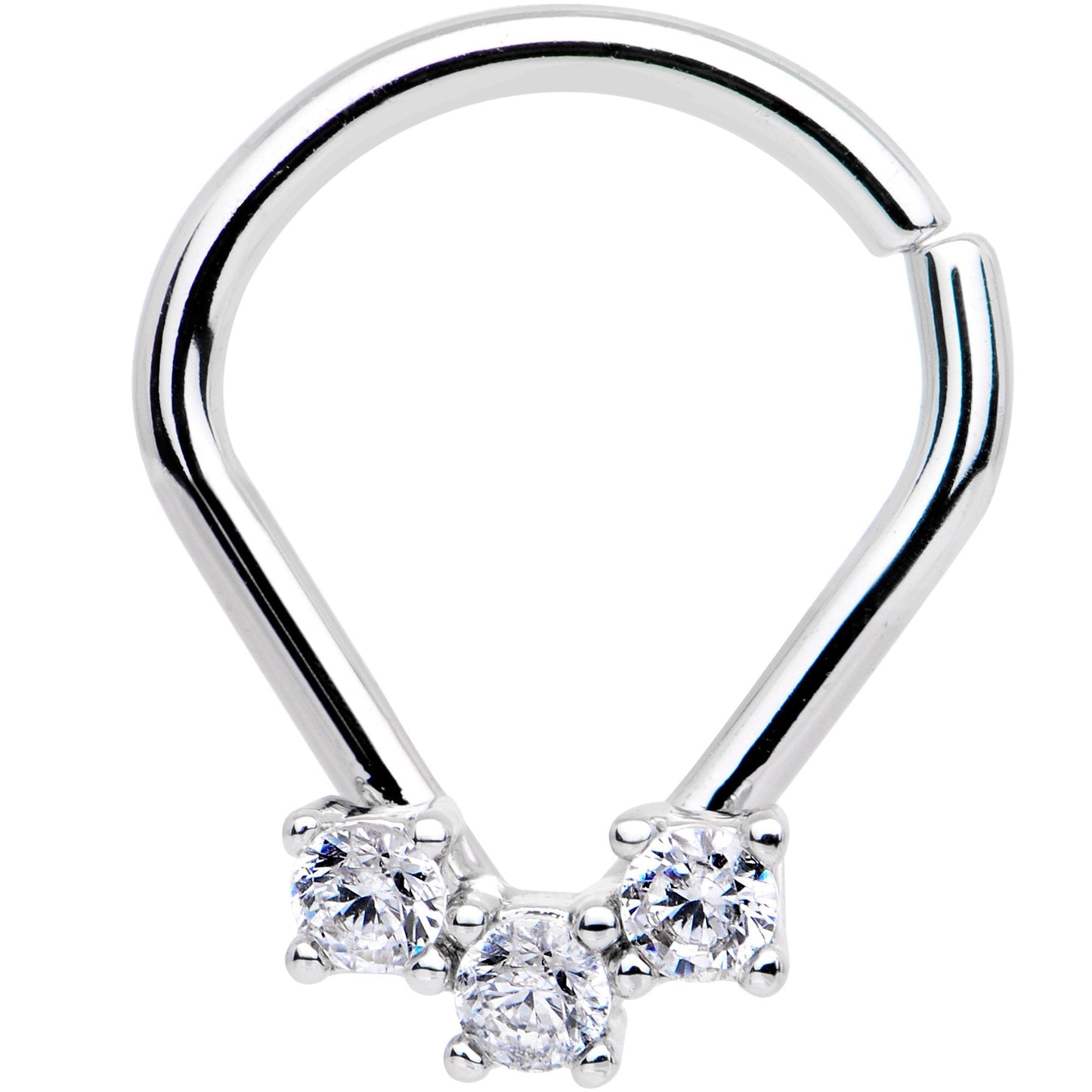 16G 5/16 Clear CZ Gem Clustered Trio Ellipse Seamless Ring - BodyCandy - Flyclothing LLC