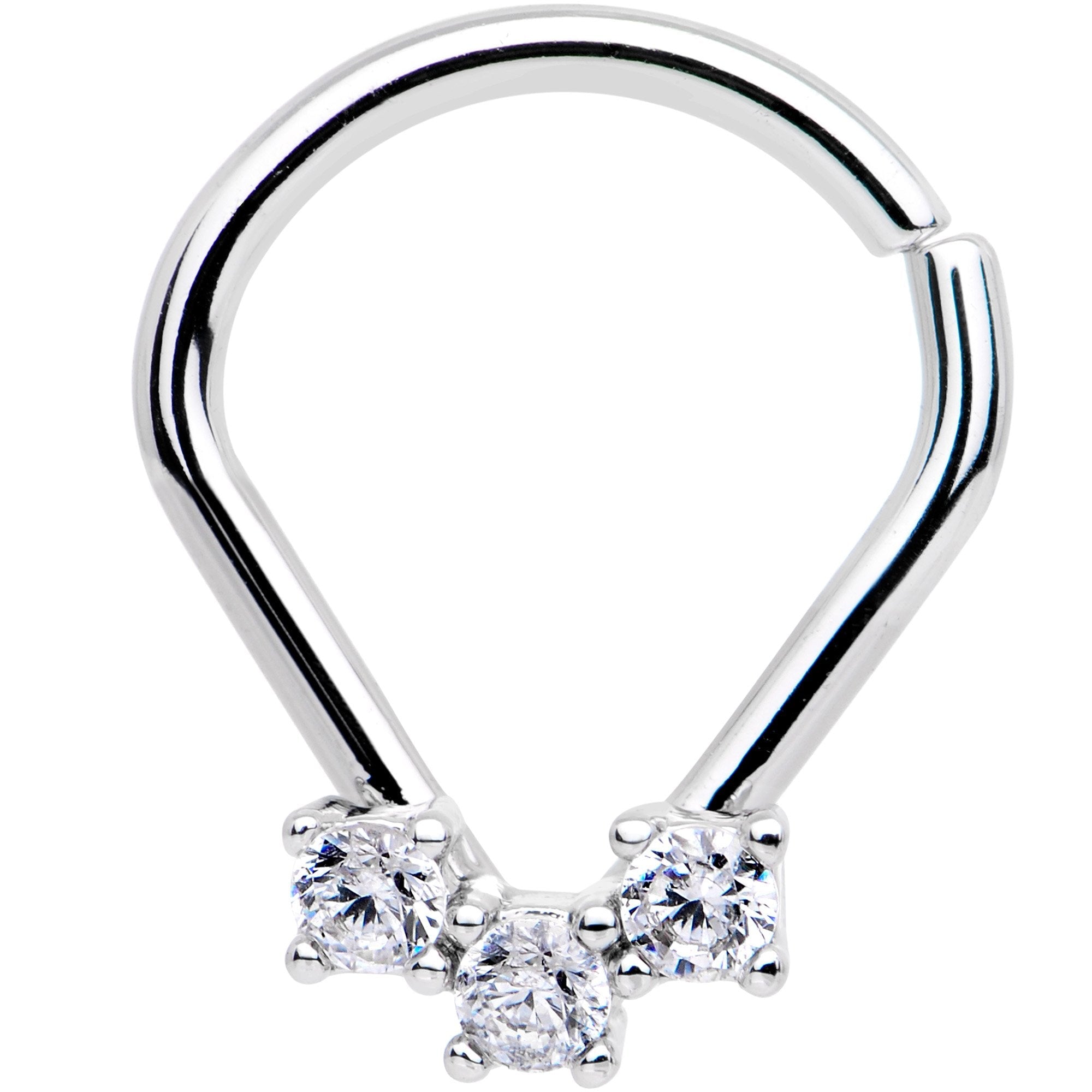 16G 5/16 Clear CZ Gem Clustered Trio Ellipse Seamless Ring - BodyCandy - Flyclothing LLC