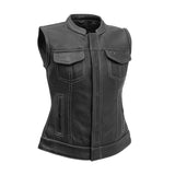 Jessica Perforated Women's Motorcycle Leather Vest - First Manufacturing Company - Flyclothing LLC