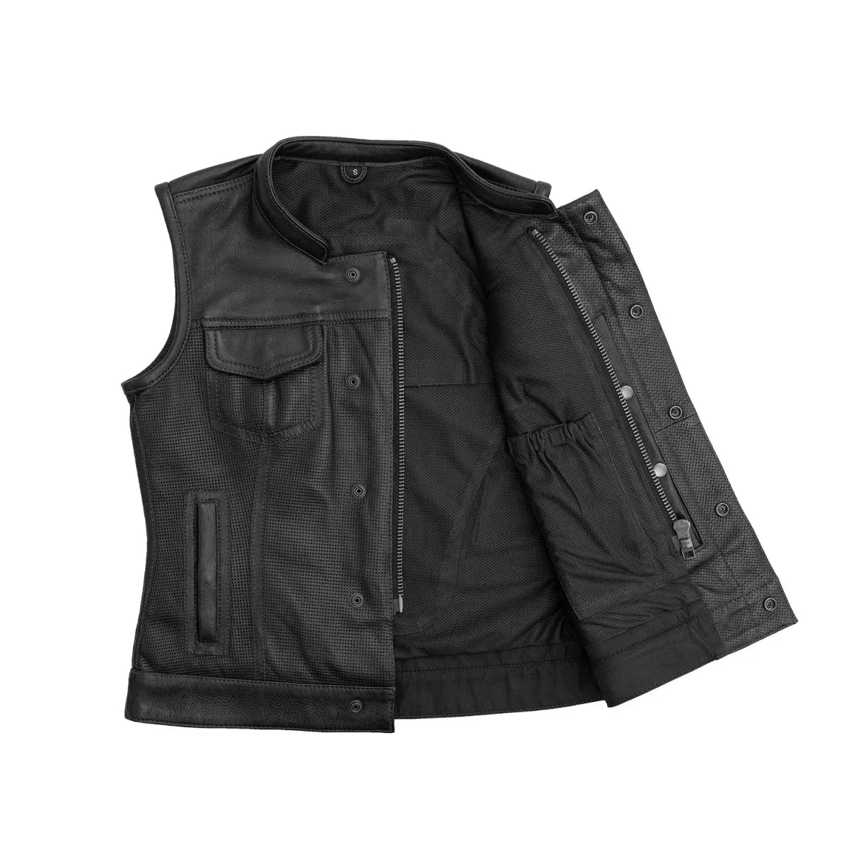 Jessica Perforated Women's Motorcycle Leather Vest - First Manufacturing Company - Flyclothing LLC