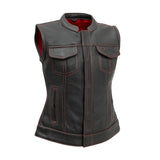 Jessica Perforated Women's Motorcycle Leather Vest - First Manufacturing Company - Flyclothing LLC