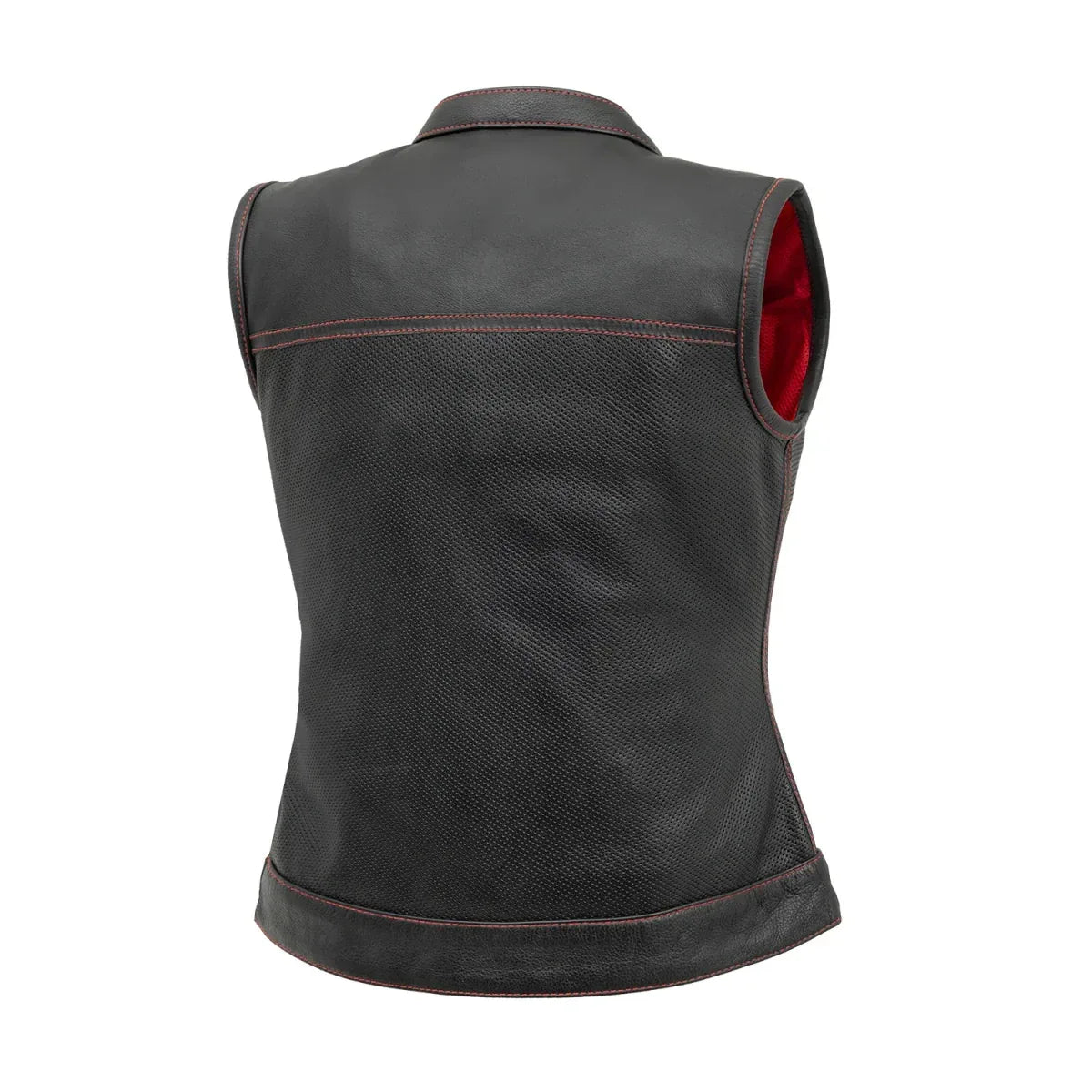 Jessica Perforated Women's Motorcycle Leather Vest - First Manufacturing Company - Flyclothing LLC