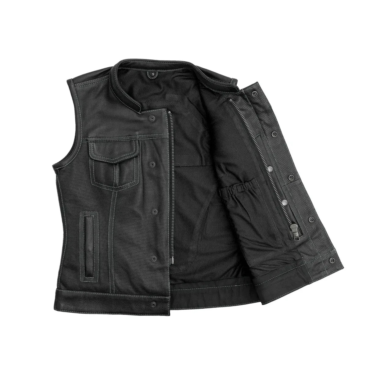Jessica Perforated Women's Motorcycle Leather Vest - First Manufacturing Company - Flyclothing LLC