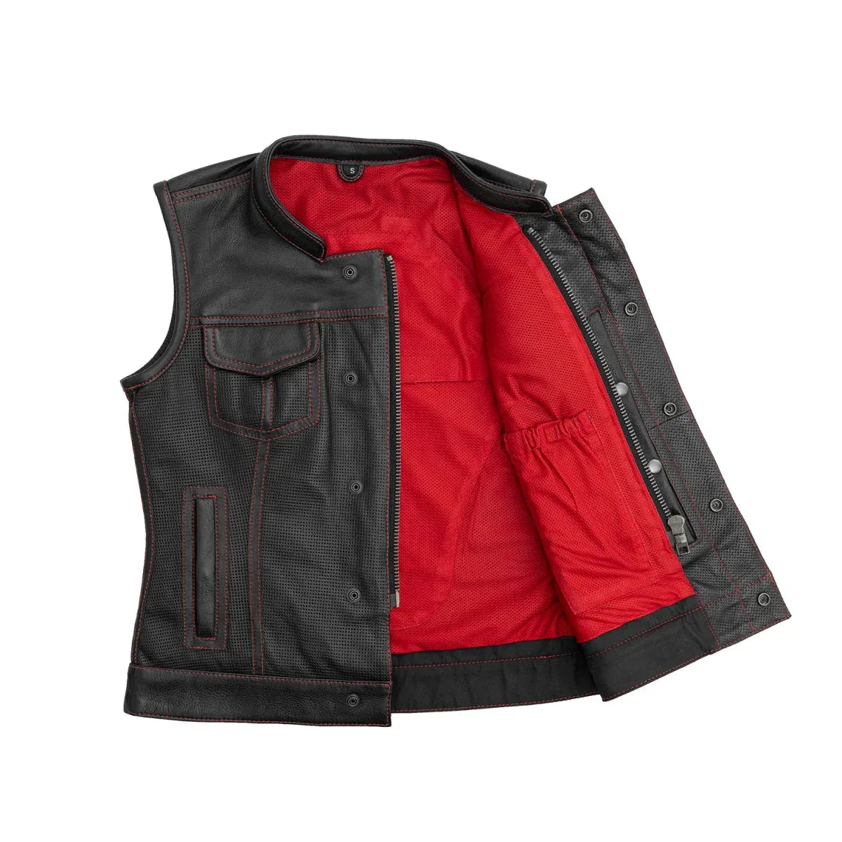 Jessica Perforated Women's Motorcycle Leather Vest - First Manufacturing Company - Flyclothing LLC