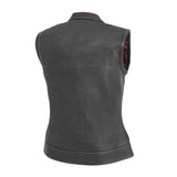 Jessica Women's Motorcycle Leather Vest - Black/Red - Limited Edition - First Manufacturing Company - Flyclothing LLC