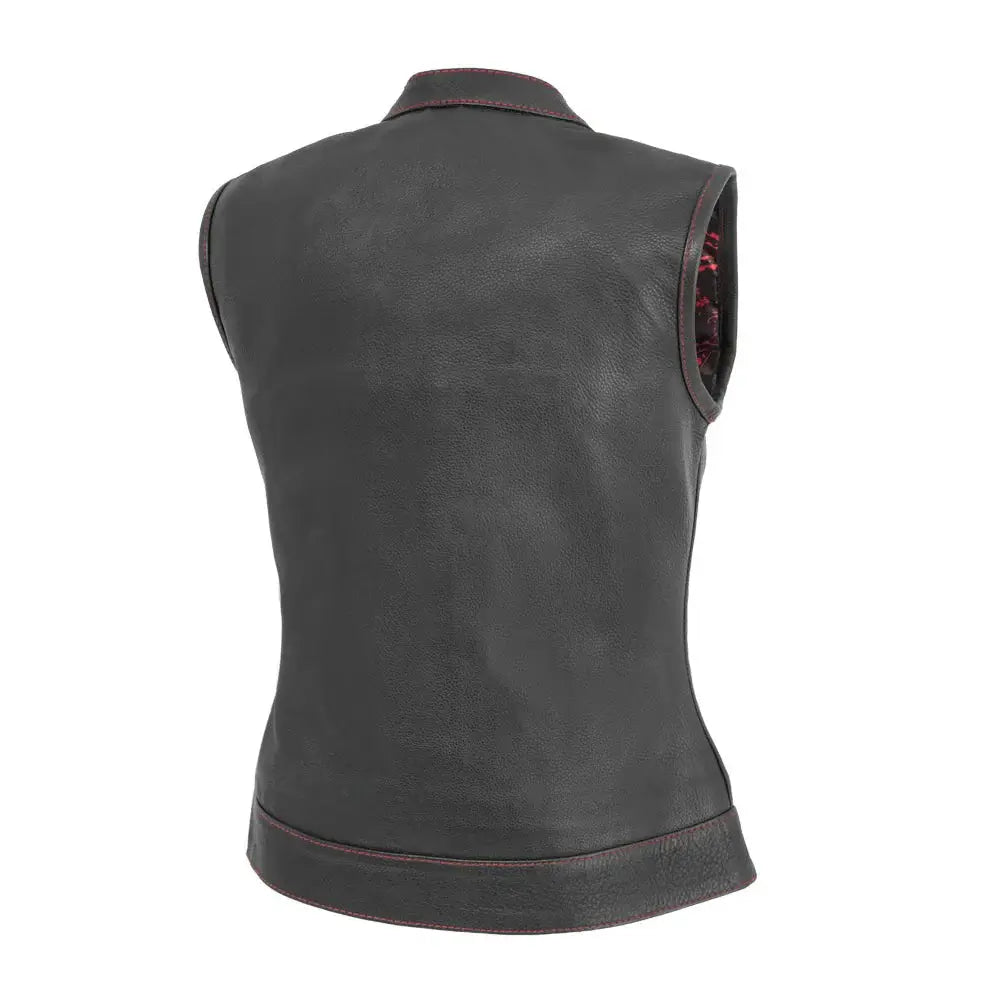 Jessica Women's Motorcycle Leather Vest - Black/Red - Limited Edition - First Manufacturing Company - Flyclothing LLC