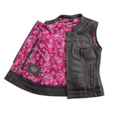 Jessica Women's Motorcycle Leather Vest - Pink - Limited Edition - First Manufacturing Company - Flyclothing LLC